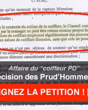 Affaire du coiffeur PD : signez la pétition pour invalider la décision des Prud'Hommes